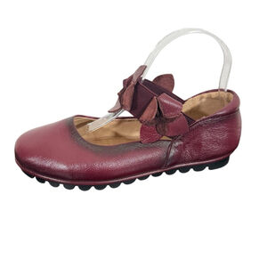 L'ARTISTE BY SPRING STEP Tomee Mary Jane Slip On Floral Strap Shoes 38/7.5 Wine